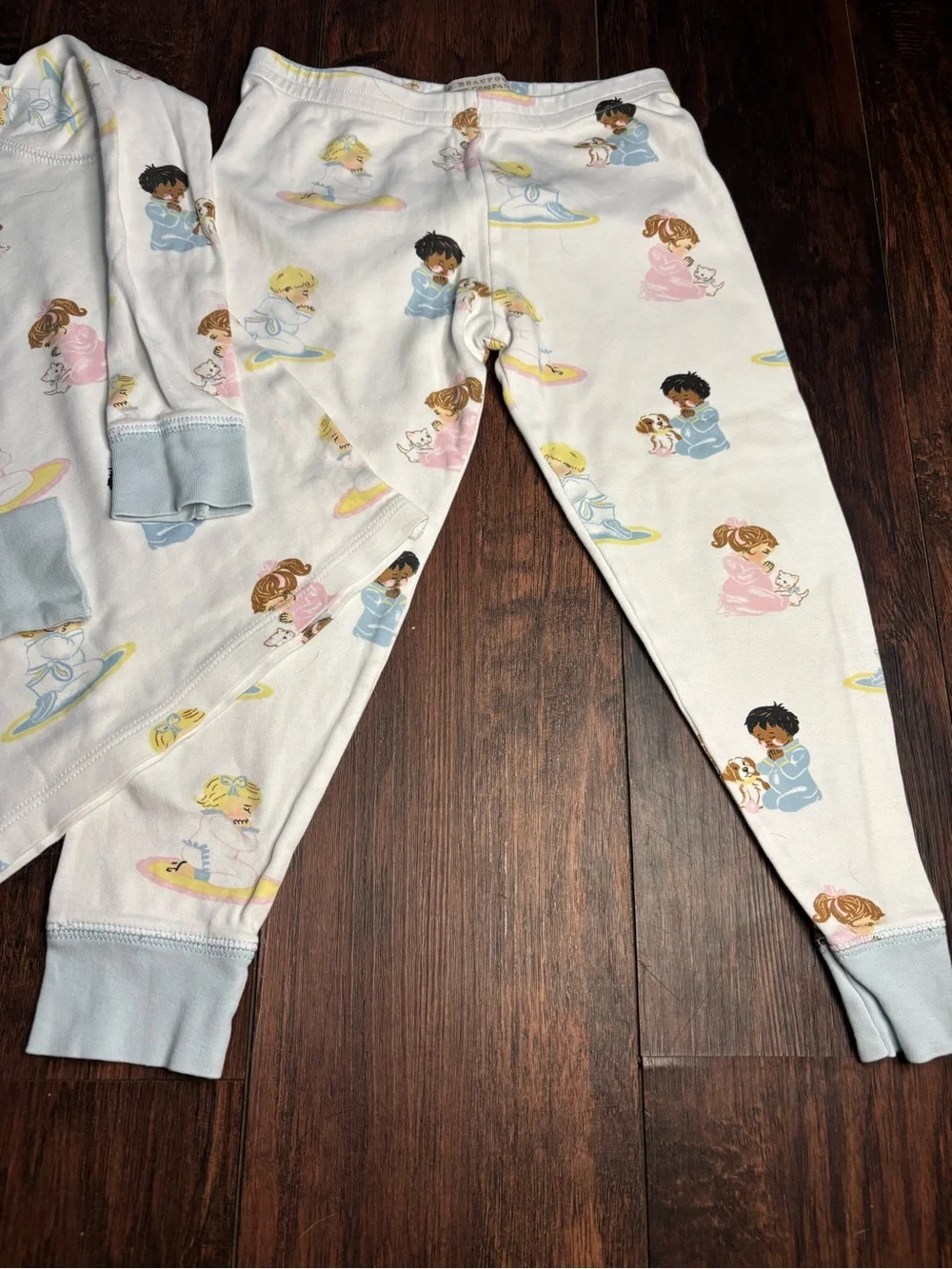 Kids White Pajama Set with Pastel Character Print